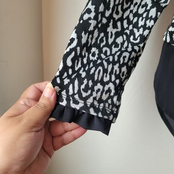 Elle Ruffle Neck Layered Animal Print Blouse - Picture 9 of 9